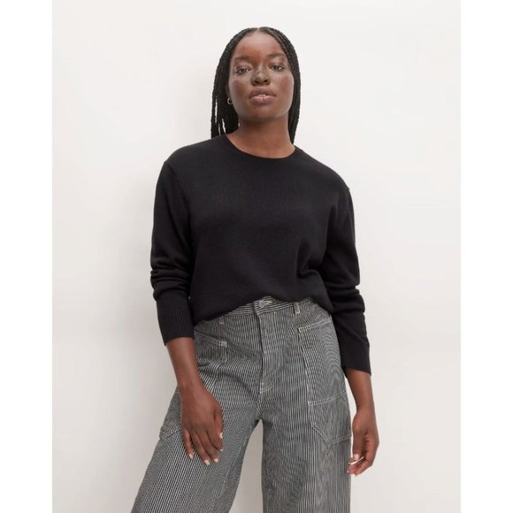 Everlane The Cashmere Classic Crew Sweater in Black New Womens Knit